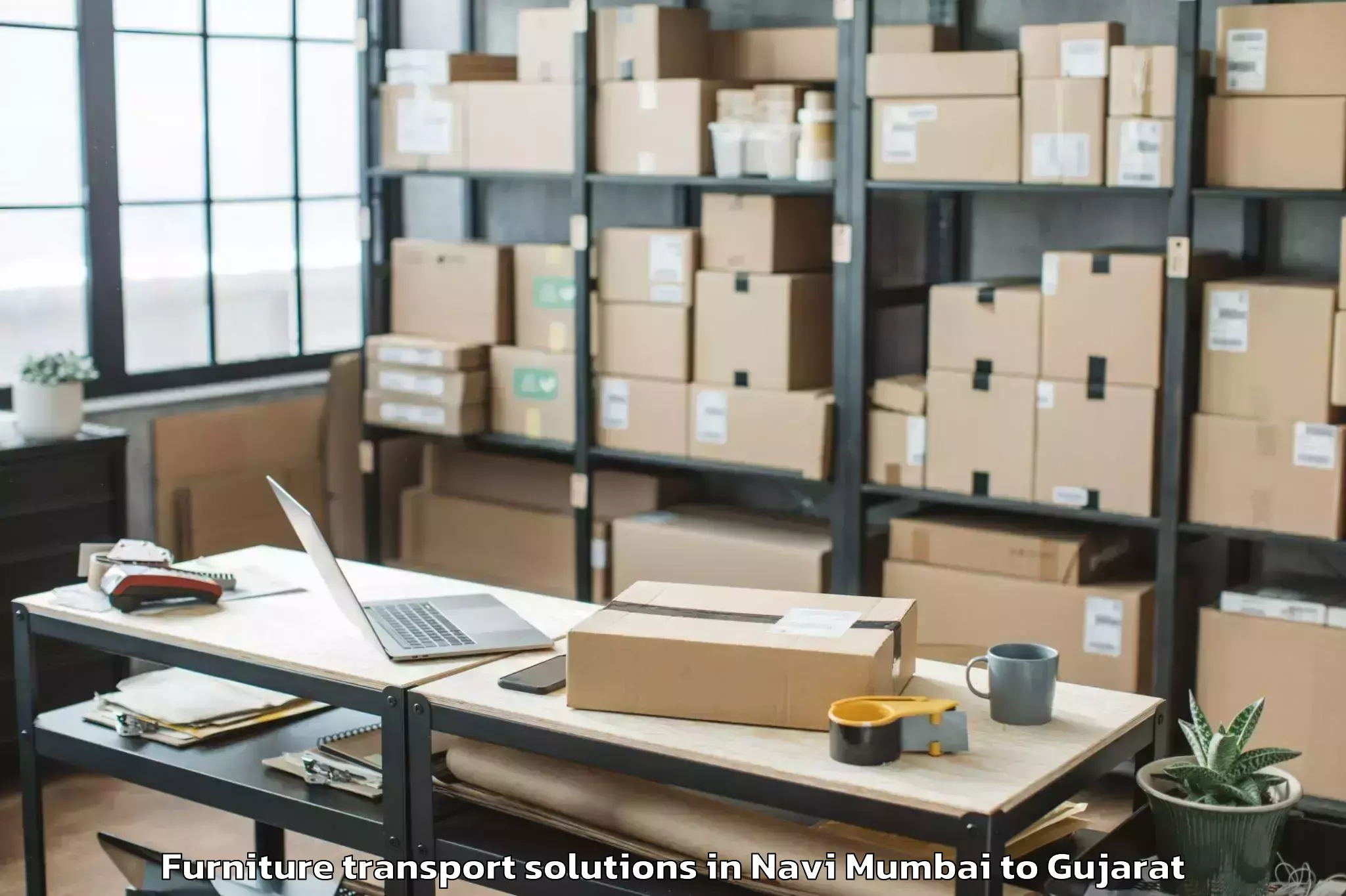 Trusted Navi Mumbai to Gandhi Nagar Furniture Transport Solutions